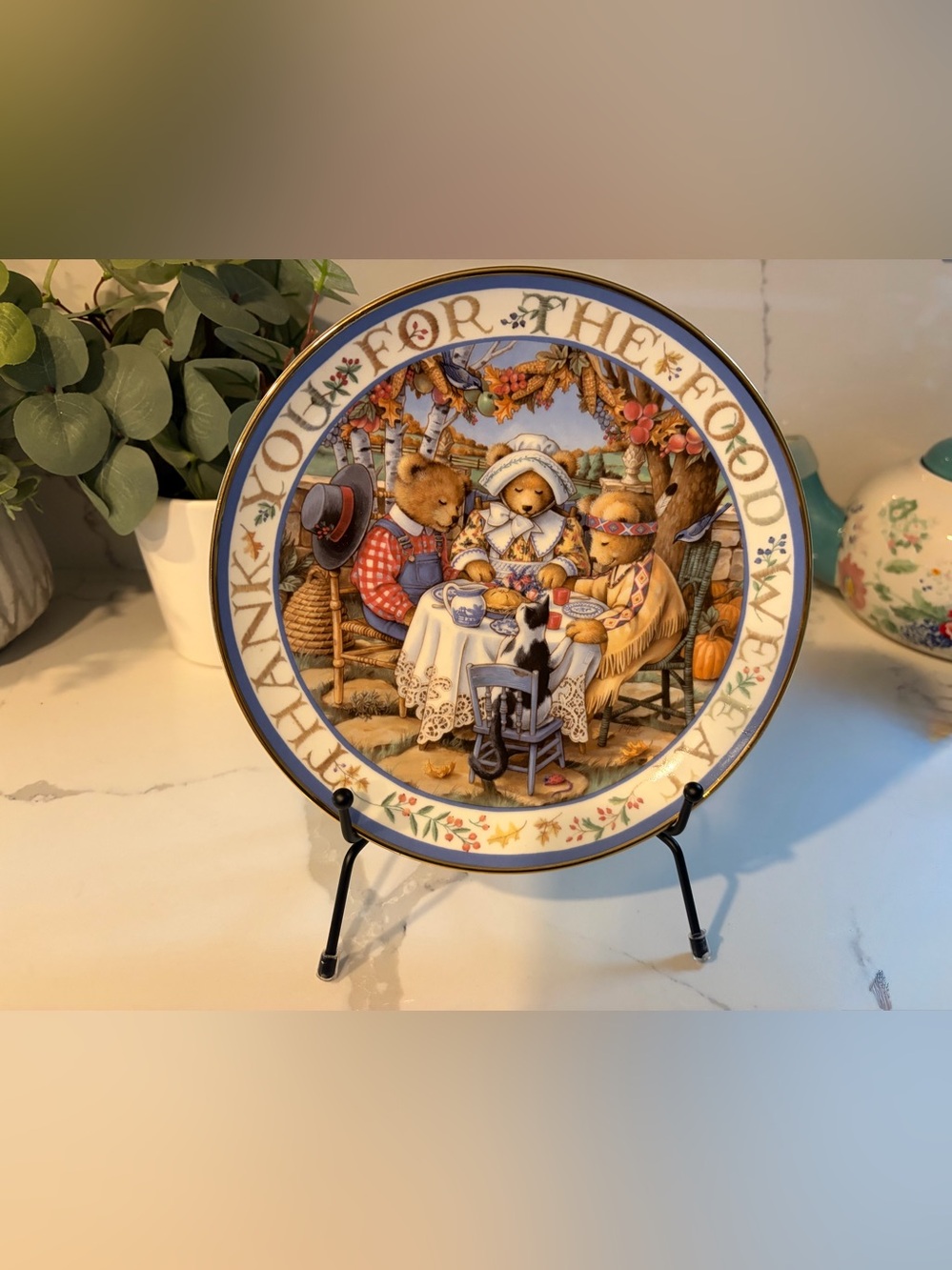 Royal Doulton Thankful Teddies Plate Linda Hill Griffith Franklin Mint Collector